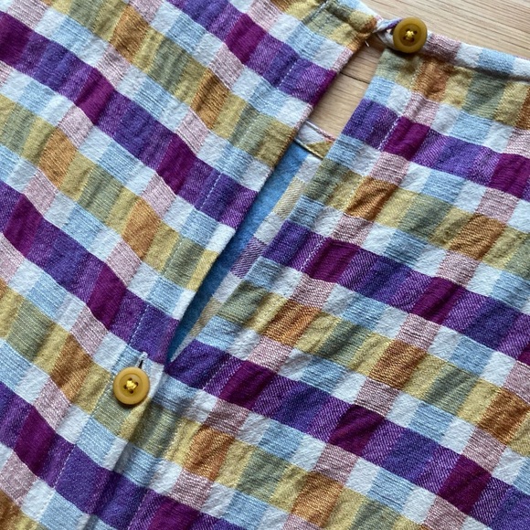 Gravel & Gold Rancho Romper M EUC Rainbow Plaid Playsuit Oversized - Picture 8 of 15